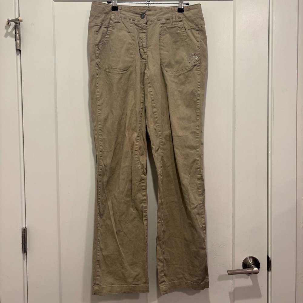 Mammut Swiss Technology Womens Hiking Pants Tan Khaki Size 12 Outdoor Trousers